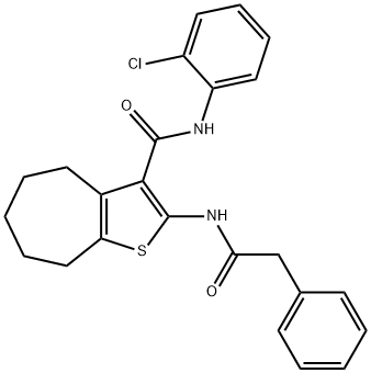 N-(2-chlorophenyl)-2-[(phenylacetyl)amino]-5,6,7,8-tetrahydro-4H-cyclohepta[b]thiophene-3-carboxamide Struktur