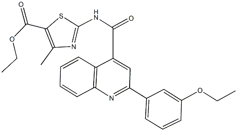 ethyl 2-({[2-(3-ethoxyphenyl)-4-quinolinyl]carbonyl}amino)-4-methyl-1,3-thiazole-5-carboxylate Struktur