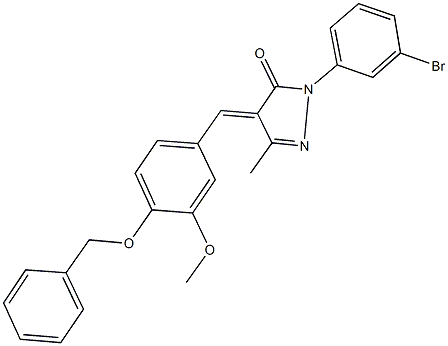 4-[4-(benzyloxy)-3-methoxybenzylidene]-2-(3-bromophenyl)-5-methyl-2,4-dihydro-3H-pyrazol-3-one Struktur