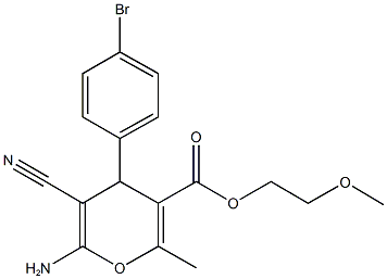 2-methoxyethyl 6-amino-4-(4-bromophenyl)-5-cyano-2-methyl-4H-pyran-3-carboxylate Struktur