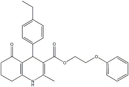 2-phenoxyethyl 4-(4-ethylphenyl)-2-methyl-5-oxo-1,4,5,6,7,8-hexahydro-3-quinolinecarboxylate Struktur