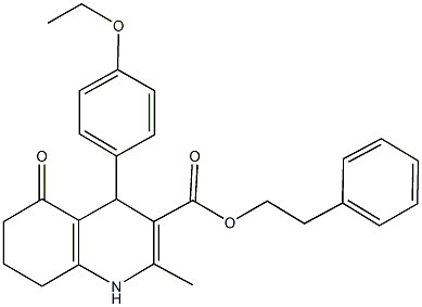 2-phenylethyl 4-(4-ethoxyphenyl)-2-methyl-5-oxo-1,4,5,6,7,8-hexahydro-3-quinolinecarboxylate Struktur