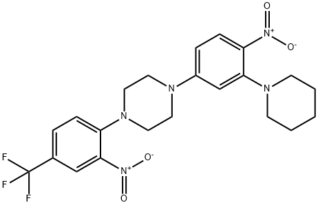 1-[4-nitro-3-(1-piperidinyl)phenyl]-4-[2-nitro-4-(trifluoromethyl)phenyl]piperazine Struktur