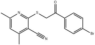 2-{[2-(4-bromophenyl)-2-oxoethyl]sulfanyl}-4,6-dimethylnicotinonitrile Struktur