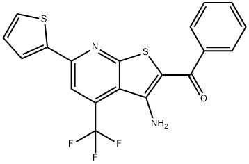 [3-amino-6-(2-thienyl)-4-(trifluoromethyl)thieno[2,3-b]pyridin-2-yl](phenyl)methanone Struktur