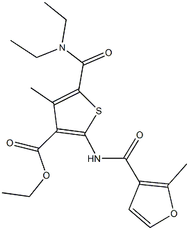 ethyl 5-[(diethylamino)carbonyl]-4-methyl-2-[(2-methyl-3-furoyl)amino]-3-thiophenecarboxylate Struktur