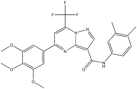 N-(3,4-dimethylphenyl)-7-(trifluoromethyl)-5-(3,4,5-trimethoxyphenyl)pyrazolo[1,5-a]pyrimidine-3-carboxamide Struktur