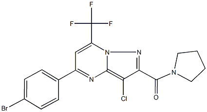 5-(4-bromophenyl)-3-chloro-2-(1-pyrrolidinylcarbonyl)-7-(trifluoromethyl)pyrazolo[1,5-a]pyrimidine Struktur