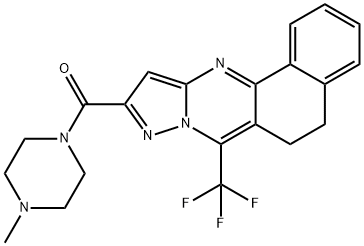 10-[(4-methyl-1-piperazinyl)carbonyl]-7-(trifluoromethyl)-5,6-dihydrobenzo[h]pyrazolo[5,1-b]quinazoline Struktur