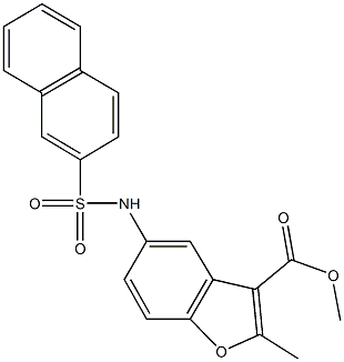 methyl 2-methyl-5-[(2-naphthylsulfonyl)amino]-1-benzofuran-3-carboxylate Struktur