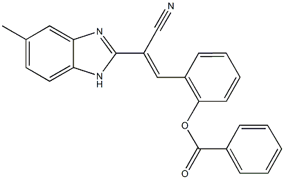 2-[2-cyano-2-(5-methyl-1H-benzimidazol-2-yl)vinyl]phenyl benzoate Struktur