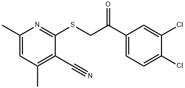 2-{[2-(3,4-dichlorophenyl)-2-oxoethyl]sulfanyl}-4,6-dimethylnicotinonitrile Struktur