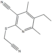 2-[(cyanomethyl)sulfanyl]-5-ethyl-4,6-dimethylnicotinonitrile Struktur