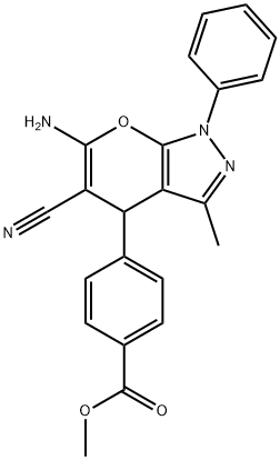 methyl 4-(6-amino-5-cyano-3-methyl-1-phenyl-1,4-dihydropyrano[2,3-c]pyrazol-4-yl)benzoate Struktur