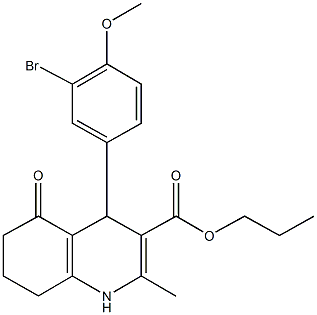 propyl 4-[3-bromo-4-(methyloxy)phenyl]-2-methyl-5-oxo-1,4,5,6,7,8-hexahydroquinoline-3-carboxylate Struktur