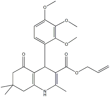 prop-2-enyl 2,7,7-trimethyl-5-oxo-4-[2,3,4-tris(methyloxy)phenyl]-1,4,5,6,7,8-hexahydroquinoline-3-carboxylate Struktur