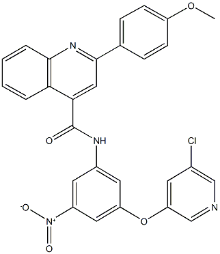 N-{3-[(5-chloro-3-pyridinyl)oxy]-5-nitrophenyl}-2-(4-methoxyphenyl)-4-quinolinecarboxamide Struktur