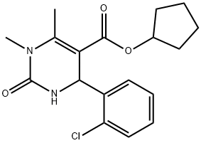 cyclopentyl 4-(2-chlorophenyl)-1,6-dimethyl-2-oxo-1,2,3,4-tetrahydro-5-pyrimidinecarboxylate Struktur