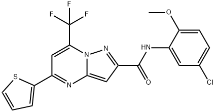 N-(5-chloro-2-methoxyphenyl)-5-(2-thienyl)-7-(trifluoromethyl)pyrazolo[1,5-a]pyrimidine-2-carboxamide Struktur