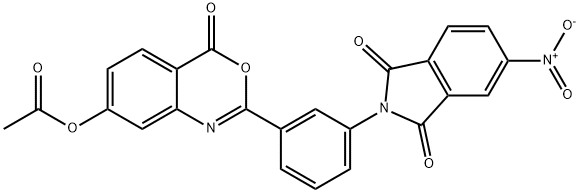 2-(3-{5-nitro-1,3-dioxo-1,3-dihydro-2H-isoindol-2-yl}phenyl)-4-oxo-4H-3,1-benzoxazin-7-yl acetate Struktur