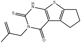 3-(2-methyl-2-propenyl)-2-sulfanyl-3,5,6,7-tetrahydro-4H-cyclopenta[4,5]thieno[2,3-d]pyrimidin-4-one Struktur