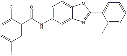 2-chloro-5-iodo-N-[2-(2-methylphenyl)-1,3-benzoxazol-5-yl]benzamide Struktur