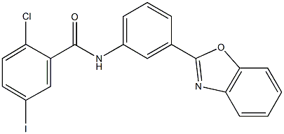 N-[3-(1,3-benzoxazol-2-yl)phenyl]-2-chloro-5-iodobenzamide Struktur