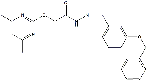 N'-[3-(benzyloxy)benzylidene]-2-[(4,6-dimethyl-2-pyrimidinyl)sulfanyl]acetohydrazide Struktur