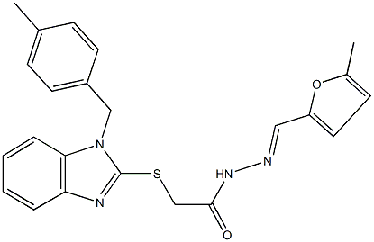 2-{[1-(4-methylbenzyl)-1H-benzimidazol-2-yl]sulfanyl}-N'-[(5-methyl-2-furyl)methylene]acetohydrazide Struktur