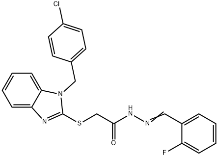 2-{[1-(4-chlorobenzyl)-1H-benzimidazol-2-yl]sulfanyl}-N'-(2-fluorobenzylidene)acetohydrazide Struktur