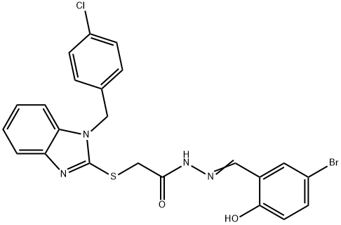 N'-(5-bromo-2-hydroxybenzylidene)-2-{[1-(4-chlorobenzyl)-1H-benzimidazol-2-yl]sulfanyl}acetohydrazide Struktur