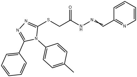 2-{[4-(4-methylphenyl)-5-phenyl-4H-1,2,4-triazol-3-yl]sulfanyl}-N'-(2-pyridinylmethylene)acetohydrazide Struktur