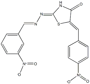 3-nitrobenzaldehyde (5-{4-nitrobenzylidene}-4-oxo-1,3-thiazolidin-2-ylidene)hydrazone Struktur