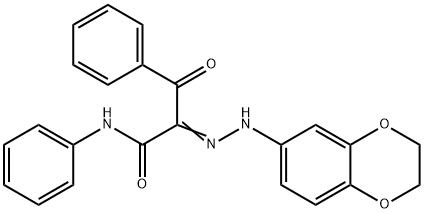 2-(2,3-dihydro-1,4-benzodioxin-6-ylhydrazono)-3-oxo-N,3-diphenylpropanamide Struktur