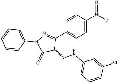 3-{4-nitrophenyl}-1-phenyl-1H-pyrazole-4,5-dione 4-[(3-chlorophenyl)hydrazone] Struktur