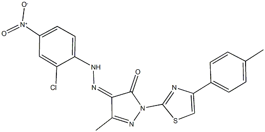 3-methyl-1-[4-(4-methylphenyl)-1,3-thiazol-2-yl]-1H-pyrazole-4,5-dione 4-({2-chloro-4-nitrophenyl}hydrazone) Struktur