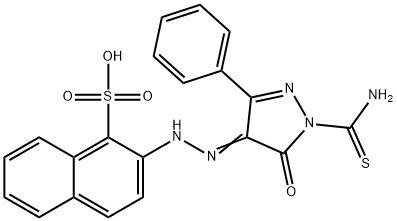 2-{2-[1-(aminocarbothioyl)-5-oxo-3-phenyl-1,5-dihydro-4H-pyrazol-4-ylidene]hydrazino}-1-naphthalenesulfonic acid Struktur