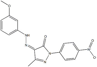 1-{4-nitrophenyl}-3-methyl-1H-pyrazole-4,5-dione 4-[(3-methoxyphenyl)hydrazone] Struktur