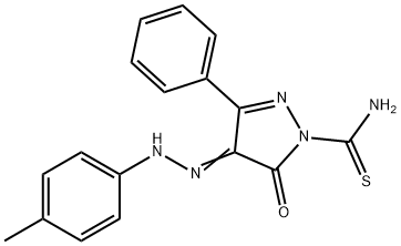 4-[(4-methylphenyl)hydrazono]-5-oxo-3-phenyl-4,5-dihydro-1H-pyrazole-1-carbothioamide Struktur