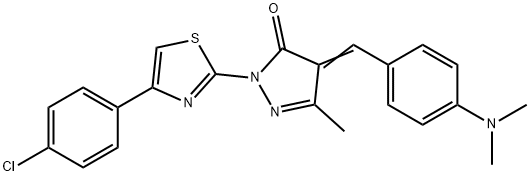 2-[4-(4-chlorophenyl)-1,3-thiazol-2-yl]-4-[4-(dimethylamino)benzylidene]-5-methyl-2,4-dihydro-3H-pyrazol-3-one Struktur