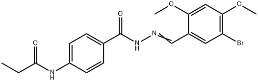 N-(4-{[2-(5-bromo-2,4-dimethoxybenzylidene)hydrazino]carbonyl}phenyl)propanamide Struktur