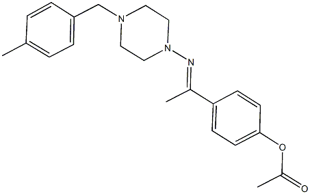 4-{N-[4-(4-methylbenzyl)-1-piperazinyl]ethanimidoyl}phenyl acetate Struktur