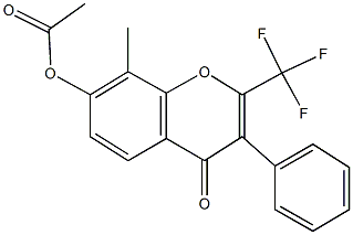 8-methyl-4-oxo-3-phenyl-2-(trifluoromethyl)-4H-chromen-7-yl acetate Struktur