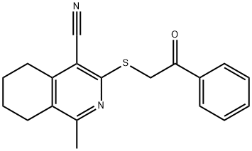 1-methyl-3-[(2-oxo-2-phenylethyl)sulfanyl]-5,6,7,8-tetrahydro-4-isoquinolinecarbonitrile Struktur