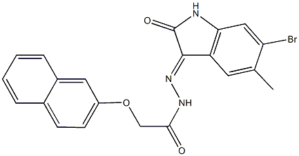 N'-(6-bromo-5-methyl-2-oxo-1,2-dihydro-3H-indol-3-ylidene)-2-(2-naphthyloxy)acetohydrazide Struktur