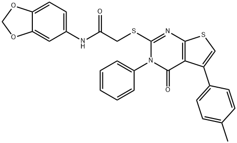 N-(1,3-benzodioxol-5-yl)-2-{[5-(4-methylphenyl)-4-oxo-3-phenyl-3,4-dihydrothieno[2,3-d]pyrimidin-2-yl]sulfanyl}acetamide Struktur