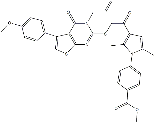 methyl 4-[3-({[3-allyl-5-(4-methoxyphenyl)-4-oxo-3,4-dihydrothieno[2,3-d]pyrimidin-2-yl]sulfanyl}acetyl)-2,5-dimethyl-1H-pyrrol-1-yl]benzoate Struktur