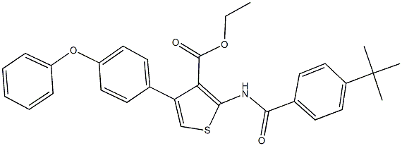 ethyl 2-[(4-tert-butylbenzoyl)amino]-4-(4-phenoxyphenyl)-3-thiophenecarboxylate Struktur