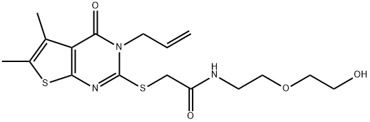 2-[(3-allyl-5,6-dimethyl-4-oxo-3,4-dihydrothieno[2,3-d]pyrimidin-2-yl)sulfanyl]-N-[2-(2-hydroxyethoxy)ethyl]acetamide Struktur