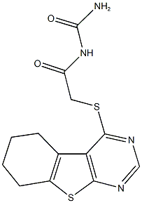 N-[(5,6,7,8-tetrahydro[1]benzothieno[2,3-d]pyrimidin-4-ylsulfanyl)acetyl]urea Struktur